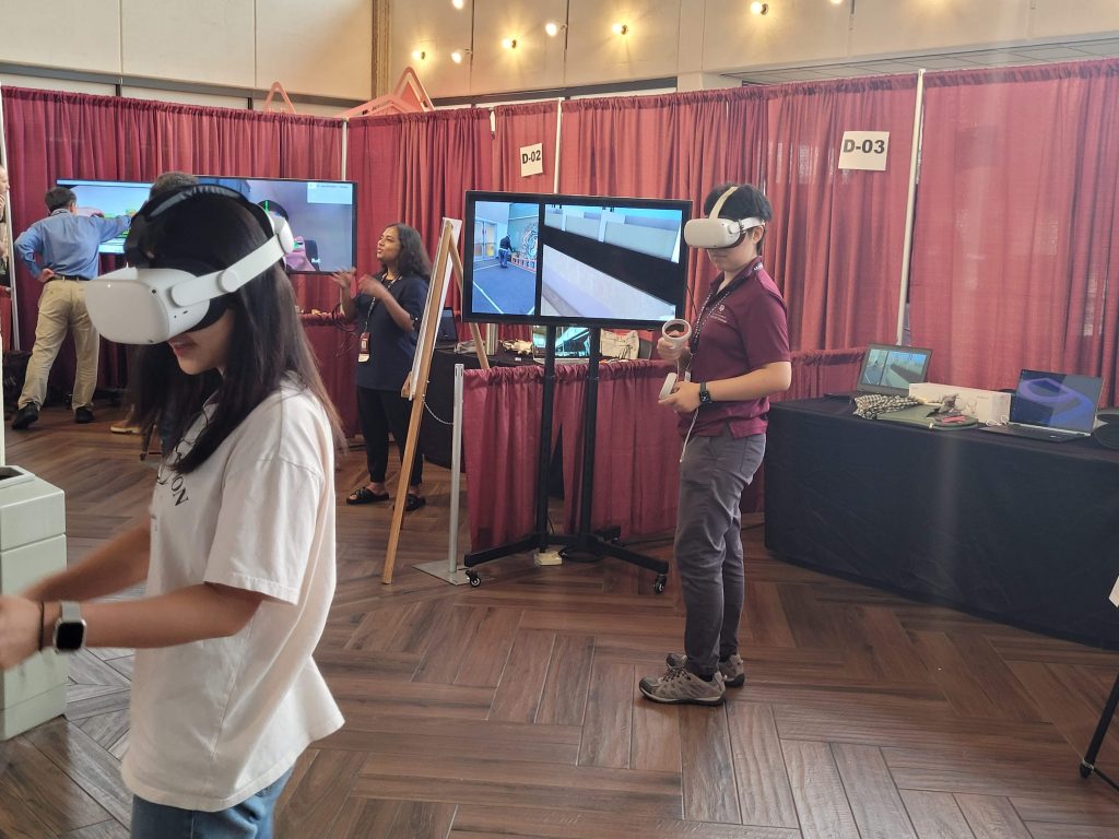 Virtual Construction Training users playing the VR Construction Lab game